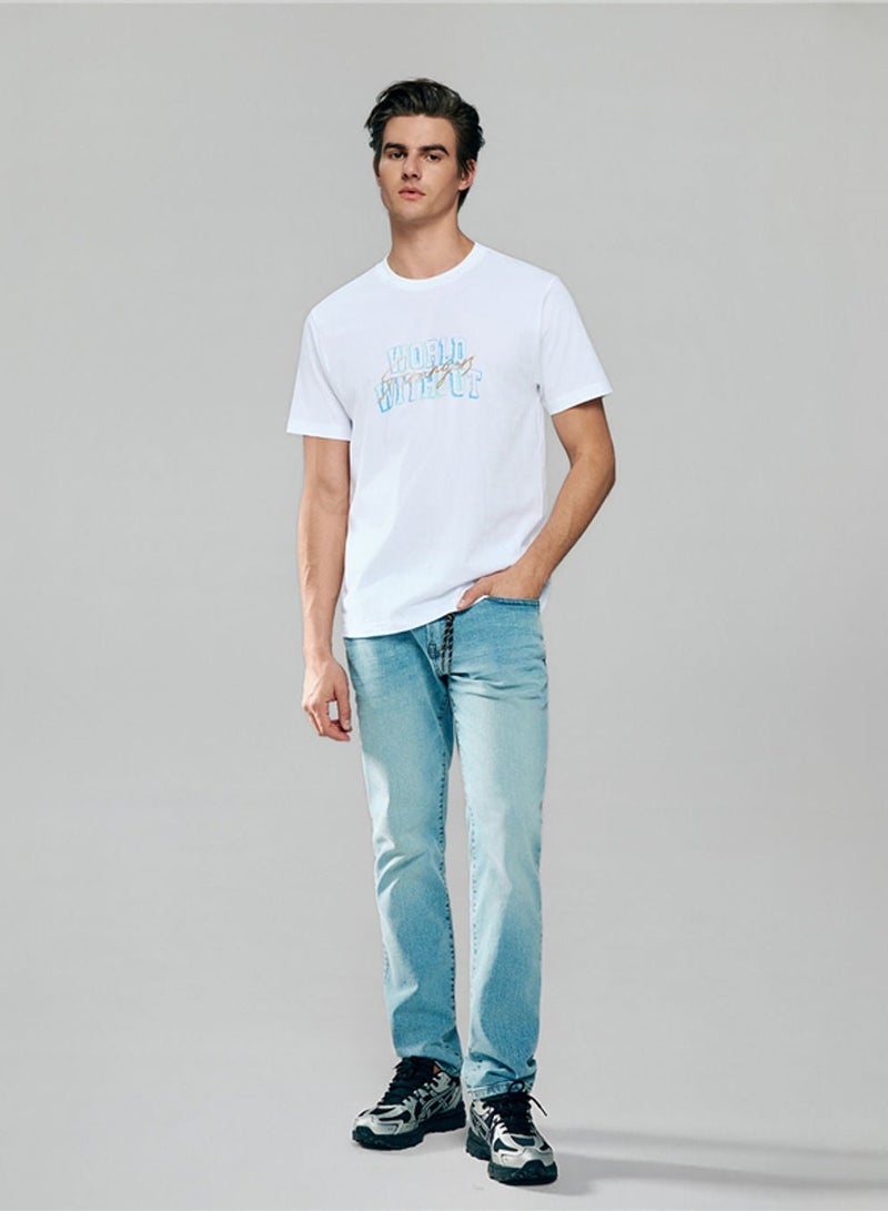 GIORDANO Men’s Slim Cotton Crew Neck WWS Graphic Print Tee - Image 2